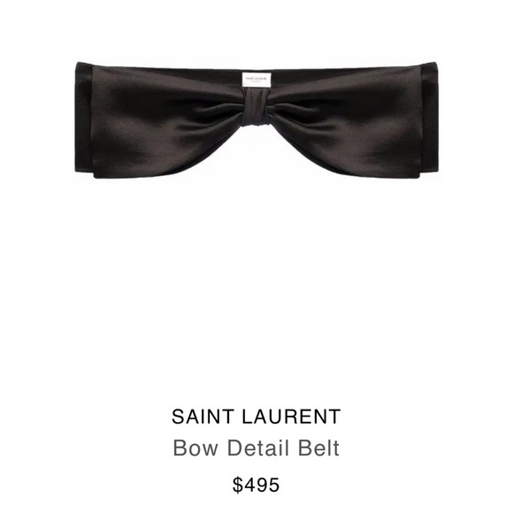 Saint Laurent- Black Silk Oversized Tuxedo Style Bow Belt main image 5
